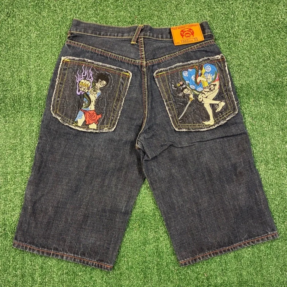 Vintage Red Monkey Company RMC Denim Shorts Martin Ksohoh Samurai Oni 32